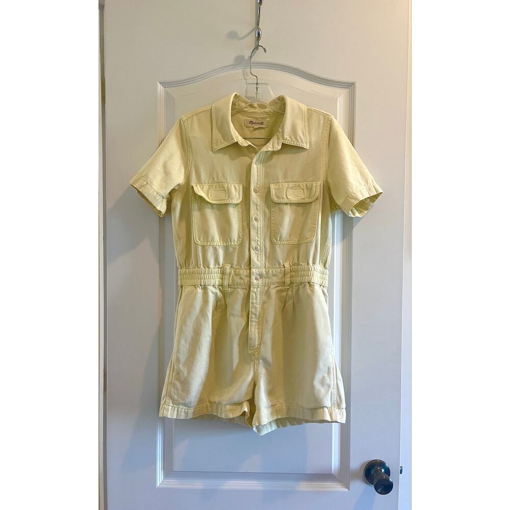 Madewell Garment Dyed Romper Jumpsuit in Butter Yellow